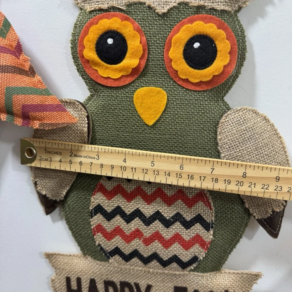 Fall Owl Fox Burlap Hanging Decor Thanksgiving Harvest Autumn Plush Set Of 3 24